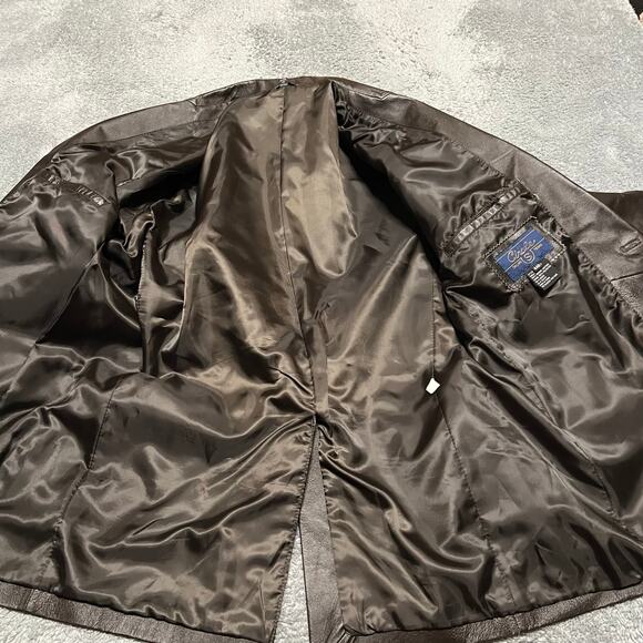 CIRCLE Weatern Leather Blazer Mens 44R Brown Leather Jacket Rockabilly ** - Picture 5 of 10